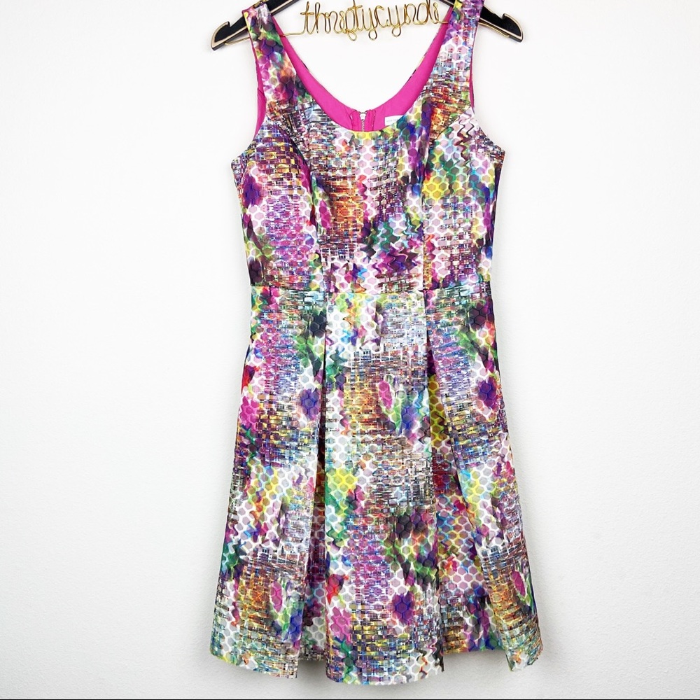 NY&C Scuba multi colored honeycomb metallic dress